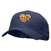 Heart Shaped Pizza Embroidered Solid Cotton Twill Low Profile Snap Cap - Navy OSFM