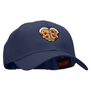 Heart Shaped Pizza Embroidered Solid Cotton Twill Low Profile Snap Cap - Navy OSFM