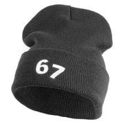 Six Seven Numbers Meme Logo Embroidered 12 Inch Solid Long Beanie Made in USA - Dark Grey OSFM