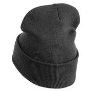 Six Seven Numbers Meme Logo Embroidered 12 Inch Solid Long Beanie Made in USA - Dark Grey OSFM