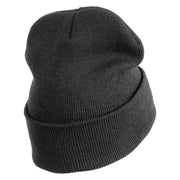 Six Seven Numbers Meme Logo Embroidered 12 Inch Solid Long Beanie Made in USA - Dark Grey OSFM