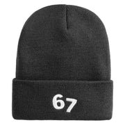 Six Seven Numbers Meme Logo Embroidered 12 Inch Solid Long Beanie Made in USA - Dark Grey OSFM