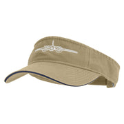 US Aircraft Embroidered Pro Style Cotton Twill Washed Visor - Khaki-Navy OSFM