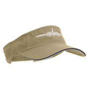 US Aircraft Embroidered Pro Style Cotton Twill Washed Visor - Khaki-Navy OSFM