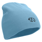 Ambulance Truck Embroidered 8 Inch Short Beanie - Lt-Blue OSFM