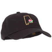 Alabama Camellia with Map Embroidered Unstructured Washed Cap