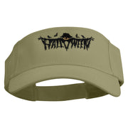 Halloween Scarecrow Embroidered Cotton Twill Sun Visor - Khaki OSFM