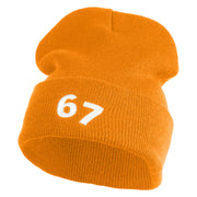 Six Seven Numbers Meme Logo Embroidered 12 Inch Solid Long Beanie Made in USA - Gold OSFM