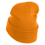 Six Seven Numbers Meme Logo Embroidered 12 Inch Solid Long Beanie Made in USA - Gold OSFM