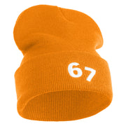 Six Seven Numbers Meme Logo Embroidered 12 Inch Solid Long Beanie Made in USA - Gold OSFM