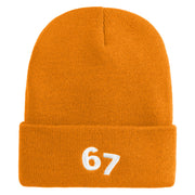 Six Seven Numbers Meme Logo Embroidered 12 Inch Solid Long Beanie Made in USA - Gold OSFM