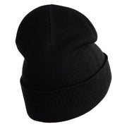Praying Hands Iron on Embroidered Patched 12 Inch Long Knitted Beanie - Black OSFM