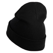 Lady Red Hat Iron on Patched 12 Inch Long Knitted Beanie - Black OSFM