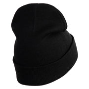 Lady Red Hat Iron on Patched 12 Inch Long Knitted Beanie - Black OSFM