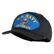 U.S. Navy Veteran Blue Eagle Patched Solid Cotton Twill Pro Style Cap - Black OSFM