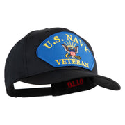 U.S. Navy Veteran Blue Eagle Patched Solid Cotton Twill Pro Style Cap - Black OSFM