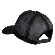 USA Flag Fire Silver Red Patched Solid Cotton Twill 5 panel Mesh Back Cap - Black OSFM