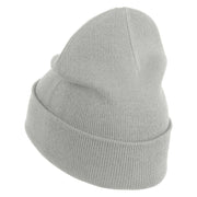 Praying Hands Iron on Embroidered Patched 12 Inch Long Knitted Beanie - Heather Grey OSFM