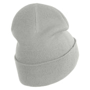 Praying Hands Iron on Embroidered Patched 12 Inch Long Knitted Beanie - Heather Grey OSFM