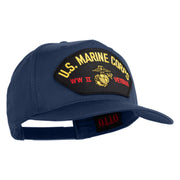 US Marine Corps WWII Veteran Patched Solid Cotton Twill 5 Panel Prostyle Snap Cap - Navy OSFM