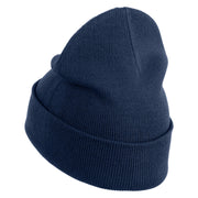Praying Hands Iron on Embroidered Patched 12 Inch Long Knitted Beanie - Navy OSFM