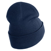 Praying Hands Iron on Embroidered Patched 12 Inch Long Knitted Beanie - Navy OSFM