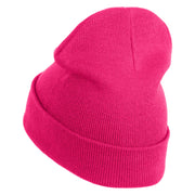 Lady Red Hat Iron on Patched 12 Inch Long Knitted Beanie - Magenta OSFM