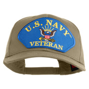 U.S. Navy Veteran Blue Eagle Patched Solid Cotton Twill Pro Style Cap - Khaki OSFM