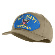 U.S. Navy Veteran Blue Eagle Patched Solid Cotton Twill Pro Style Cap - Khaki OSFM