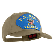 U.S. Navy Veteran Blue Eagle Patched Solid Cotton Twill Pro Style Cap - Khaki OSFM