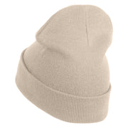 Lady Red Hat Iron on Patched 12 Inch Long Knitted Beanie - Birch OSFM