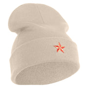 Lady Red Hat Iron on Patched 12 Inch Long Knitted Beanie - Birch OSFM