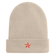 Lady Red Hat Iron on Patched 12 Inch Long Knitted Beanie - Birch OSFM