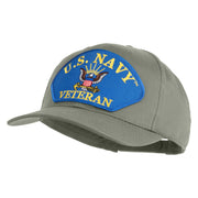 U.S. Navy Veteran Blue Eagle Patched Solid Cotton Twill Pro Style Cap - Grey OSFM