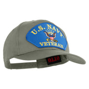 U.S. Navy Veteran Blue Eagle Patched Solid Cotton Twill Pro Style Cap - Grey OSFM