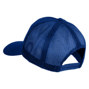 USA Flag Fire Silver Red Patched Solid Cotton Twill 5 panel Mesh Back Cap - Royal OSFM