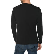 Winter NIght Background Graphic Long Sleeve Crewneck Tee - Black XS