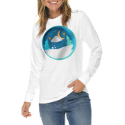 Winter NIght Background Graphic Long Sleeve Crewneck Tee - White XS