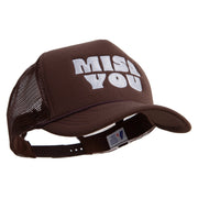 Miss You Embroidered Summer Foam Mesh Trucker Cap - Chocolate OSFM