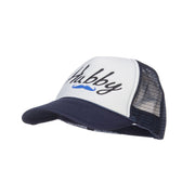 Hubby Mustache Embroidered Foam Mesh Cap