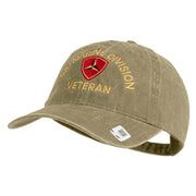 3rd Marine Division Veteran Embroidered Washed Solid Pigment Dyed Cotton Twill Brass Buckle Cap - Khaki OSFM