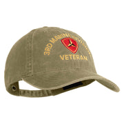 3rd Marine Division Veteran Embroidered Washed Solid Pigment Dyed Cotton Twill Brass Buckle Cap - Khaki OSFM