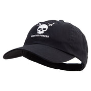 Skull Special Forces Embroidered Low Profile Dyed Cotton Twill Cap - Black OSFM