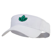 Green Leaf Embroidered Cotton Twill Sun Visor - White OSFM