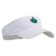 Green Leaf Embroidered Cotton Twill Sun Visor - White OSFM