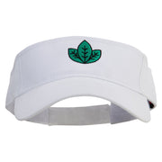 Green Leaf Embroidered Cotton Twill Sun Visor - White OSFM