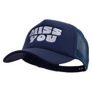 Miss You Embroidered Summer Foam Mesh Trucker Cap - Navy OSFM