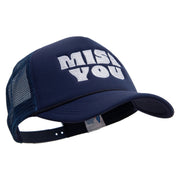 Miss You Embroidered Summer Foam Mesh Trucker Cap - Navy OSFM