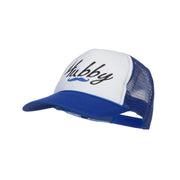 Hubby Mustache Embroidered Foam Mesh Cap