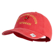 3rd Marine Division Veteran Embroidered Washed Solid Pigment Dyed Cotton Twill Brass Buckle Cap - Red OSFM